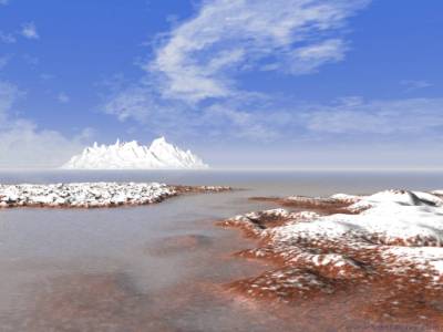 Red stone ice berg